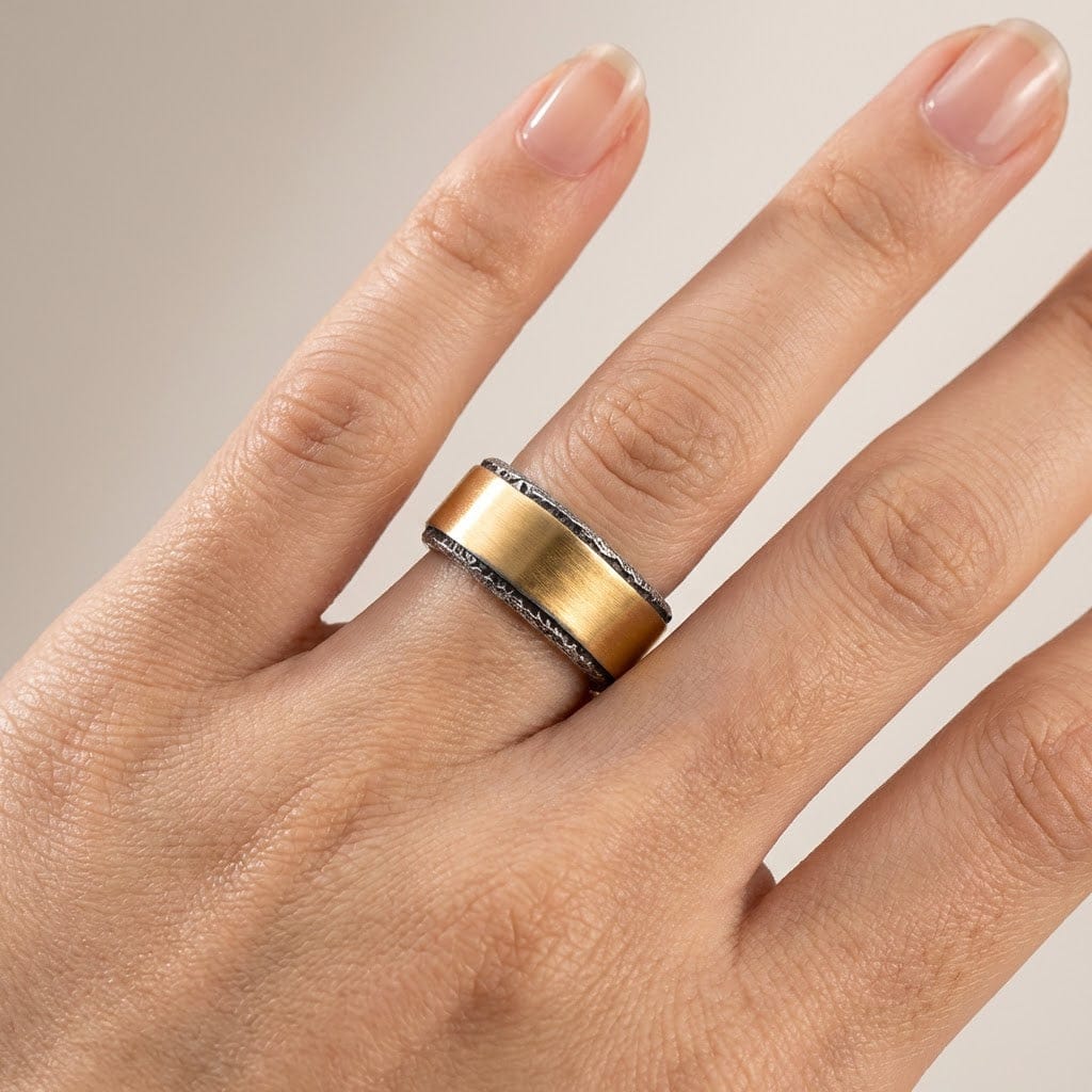 HANDMADE RUSTIC TWO TONE RING - (ADJUSTABLE) - Image 2