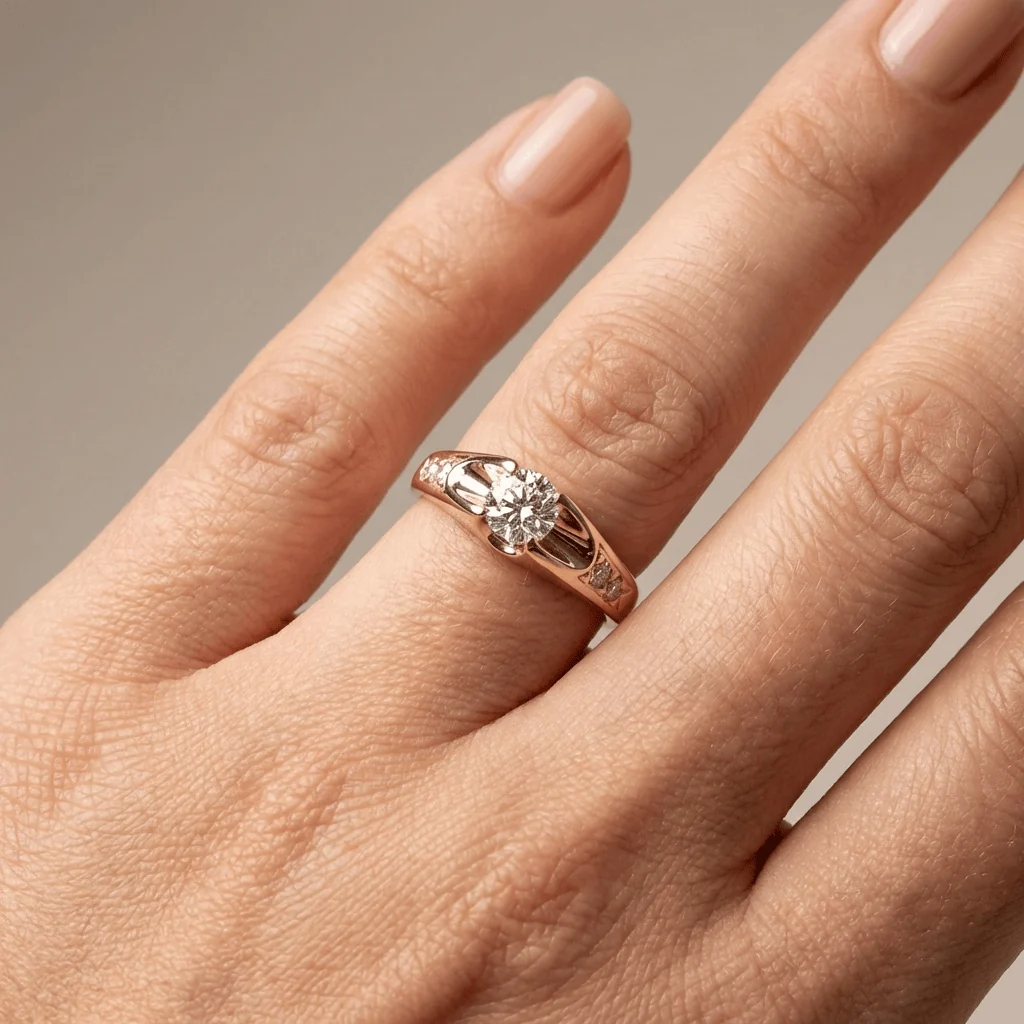 CLASSIC ROSE GOLD ZIRCONIA SOLITAIRE RING - Image 2