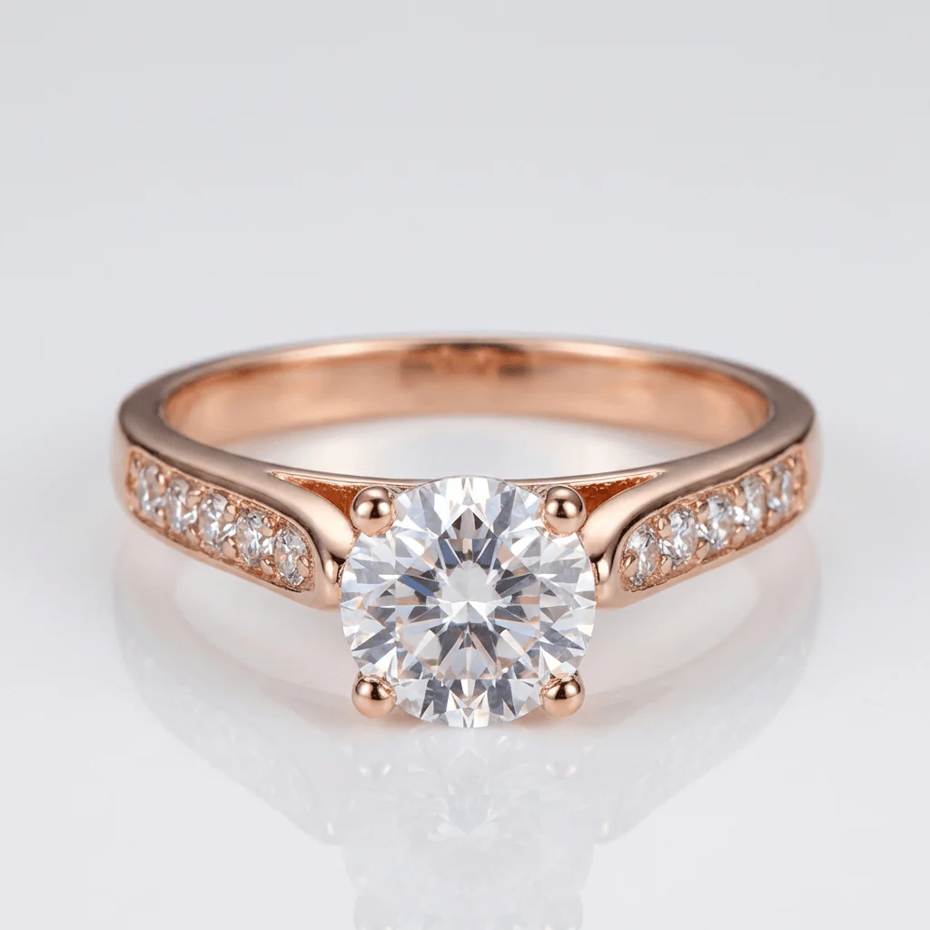 CLASSIC ROUND ZIRCONIA ROSE GOLD RING