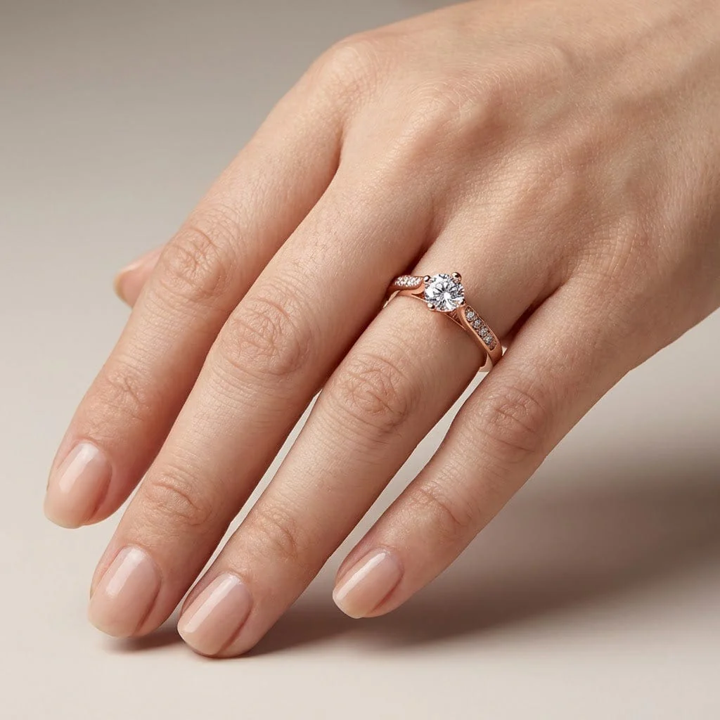 CLASSIC ROUND ZIRCONIA ROSE GOLD RING - Image 2