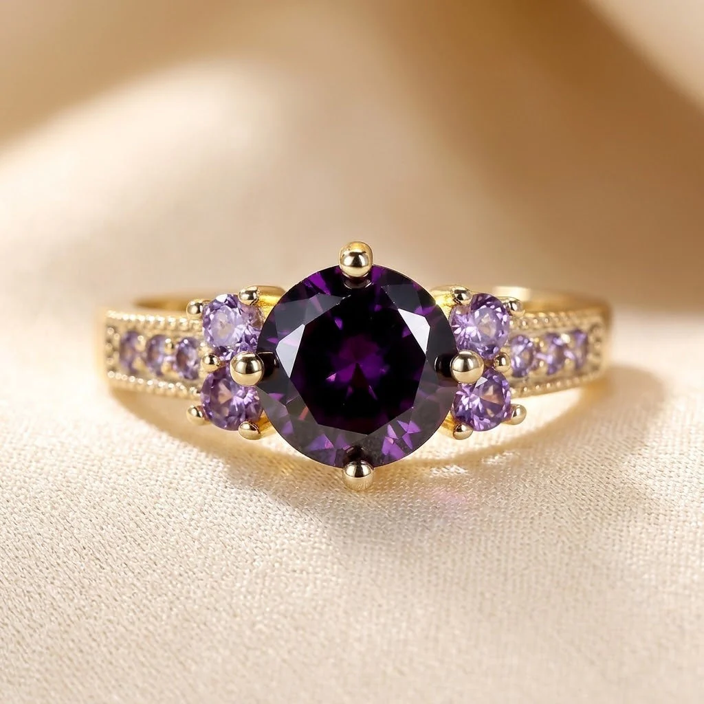 Gold Amethyst Accent Ring