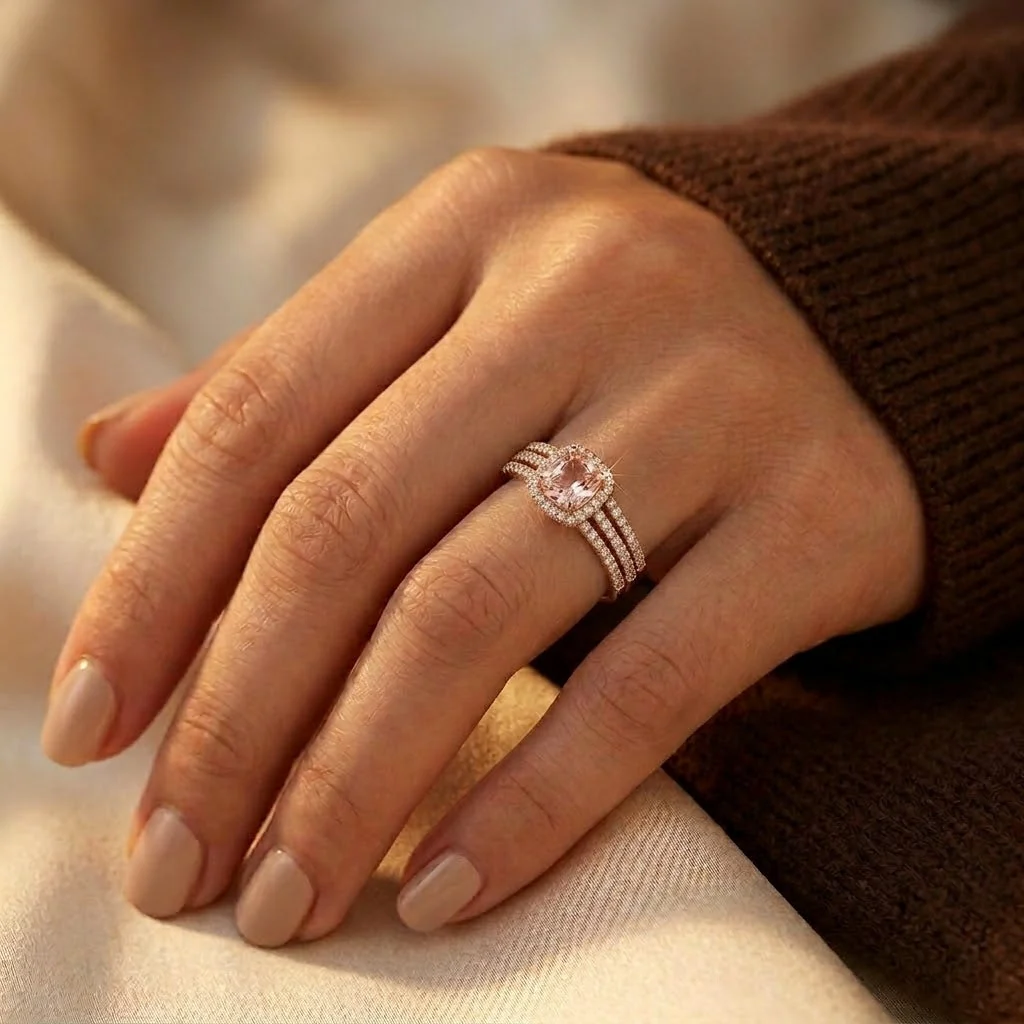 Gold Amethyst Halo Ring - Image 2