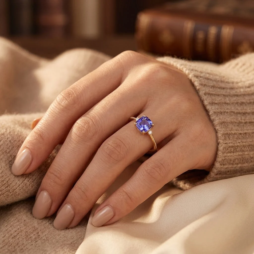 Gold Amethyst Solitaire Ring - Image 2
