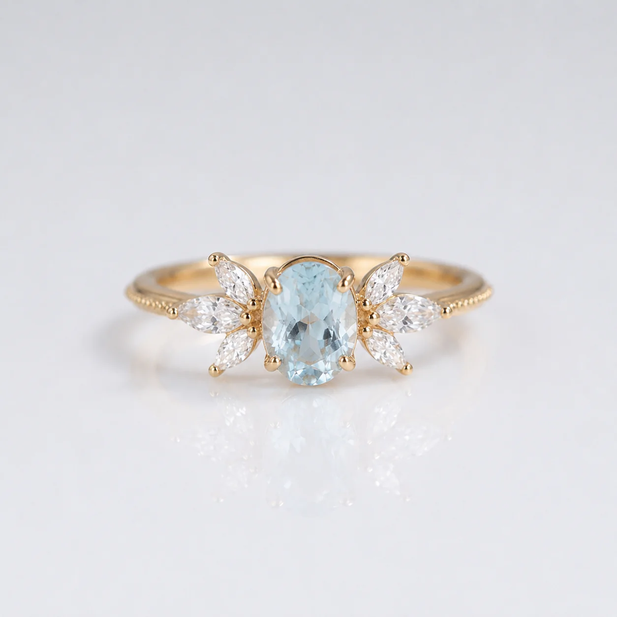 GOLD AQUAMARINE MARQUISE RING