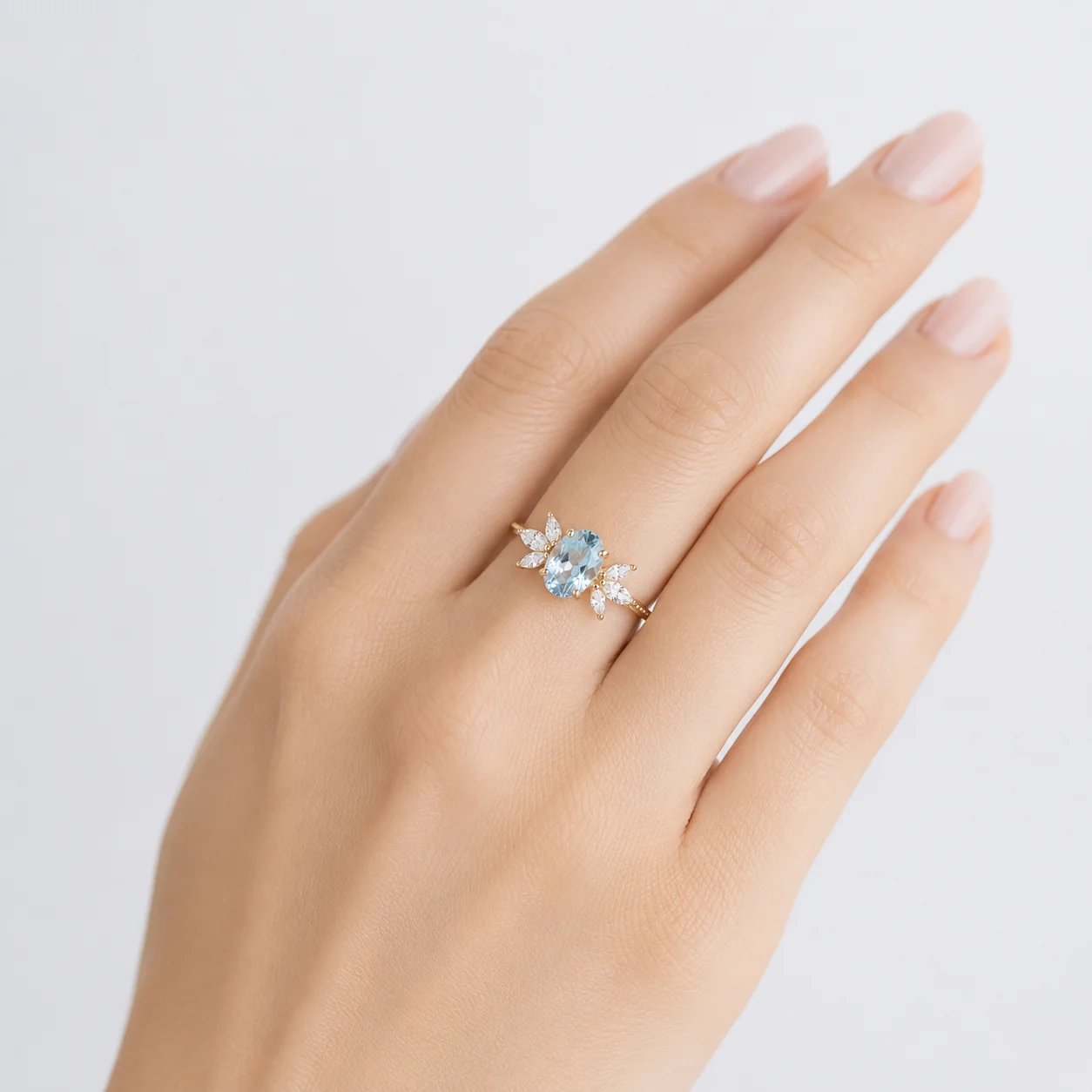 GOLD AQUAMARINE MARQUISE RING - Image 2