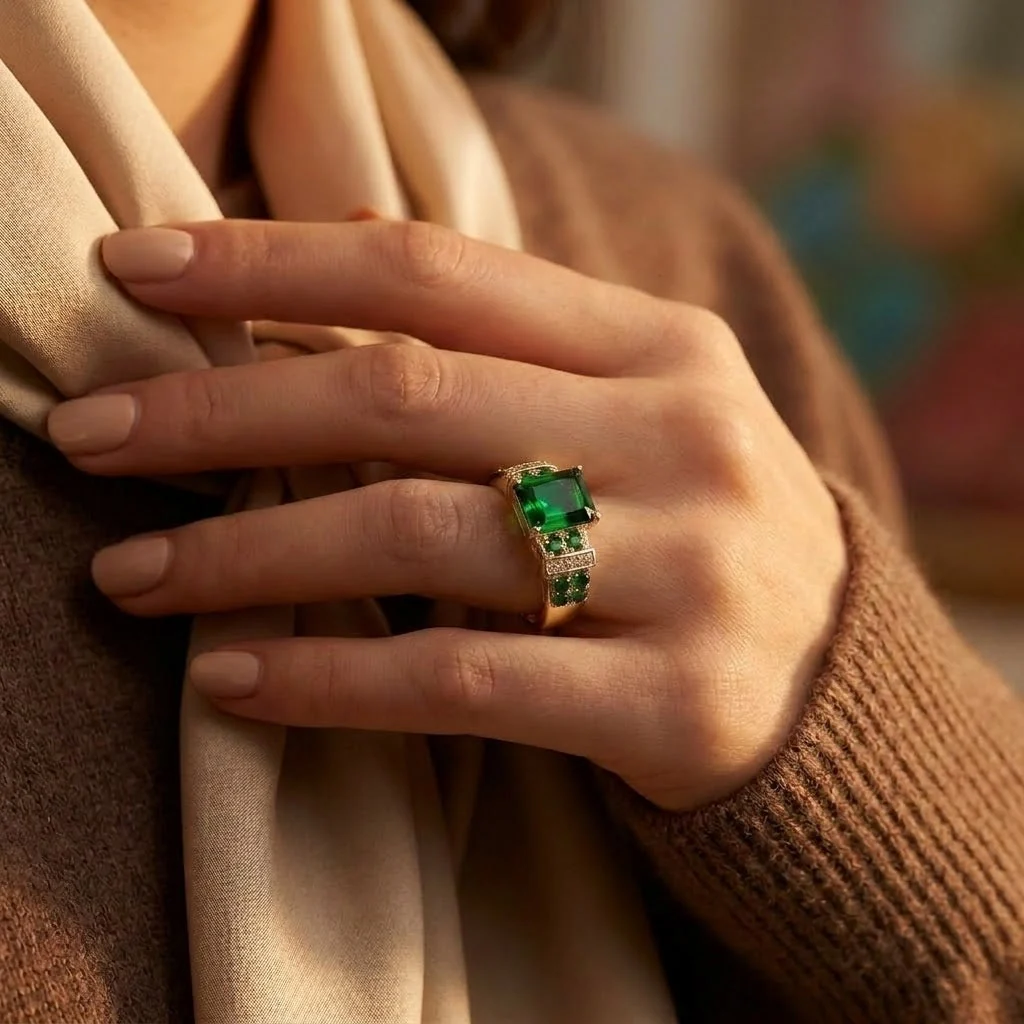 Gold Emerald Multi-Stone Ring - Image 2