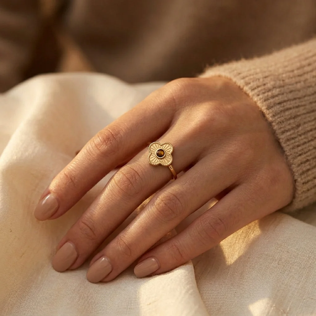 Gold Floral Open Ring - Image 2