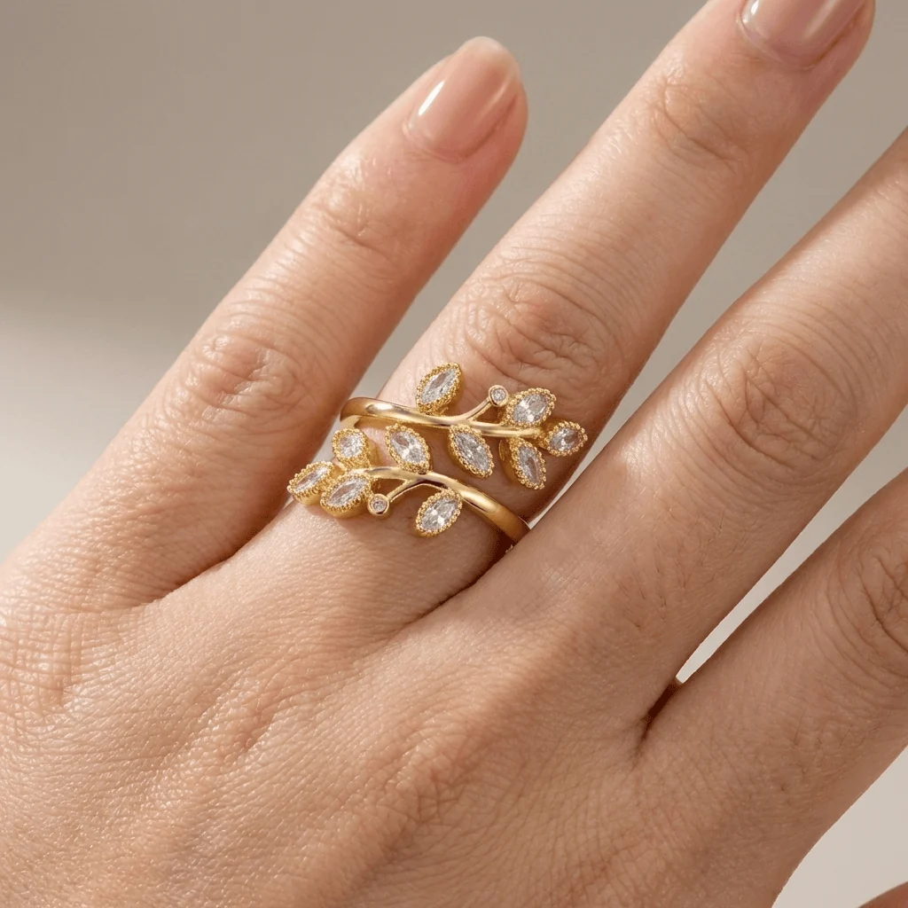 GOLD LEAF WRAP RING - (ADJUSTABLE) - Image 6