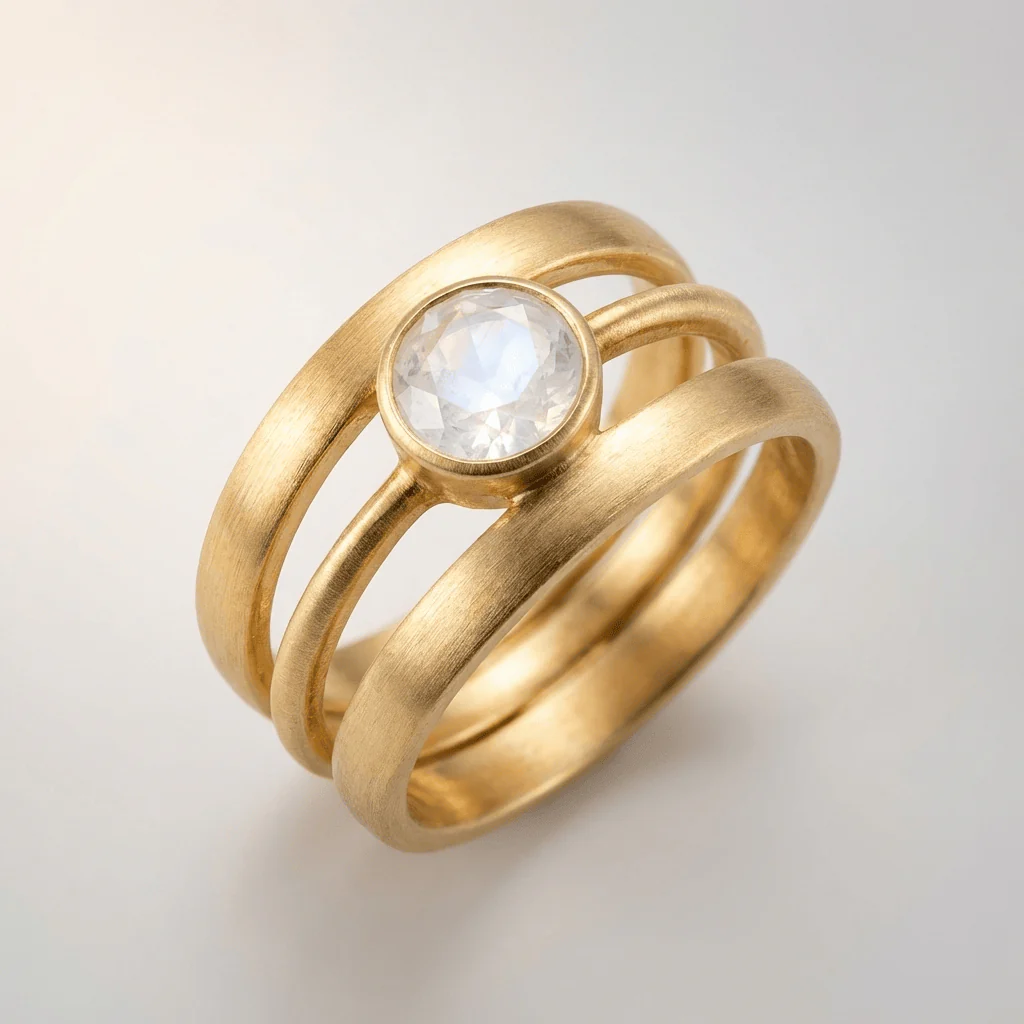 GOLD MOONSTONE BAND RING