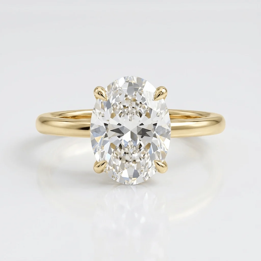 GOLD OVAL DIAMOND SOLITAIRE RING
