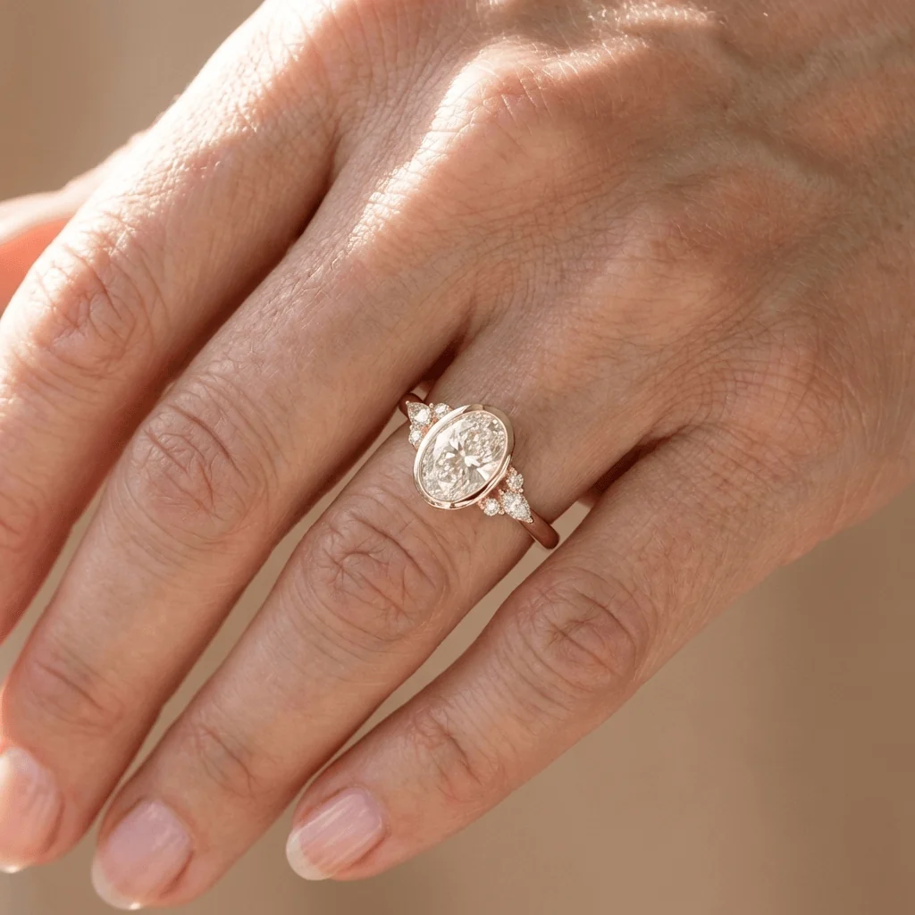 GOLD OVAL ZIRCONIA PEAR TRIO RING - (ADJUSTABLE) - Image 2