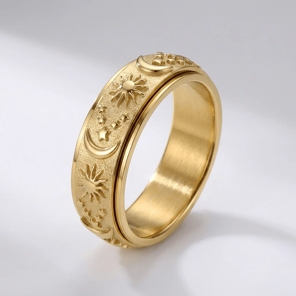 GOLD ROTATABLE CELESTIAL BAND RING
