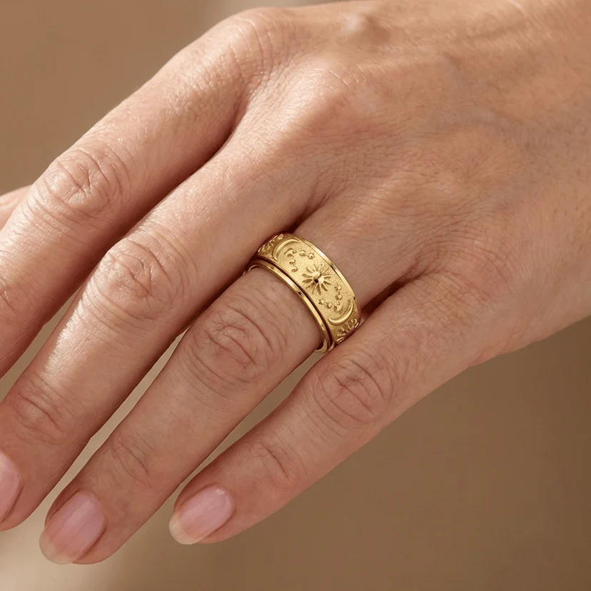 GOLD ROTATABLE CELESTIAL BAND RING - Image 2