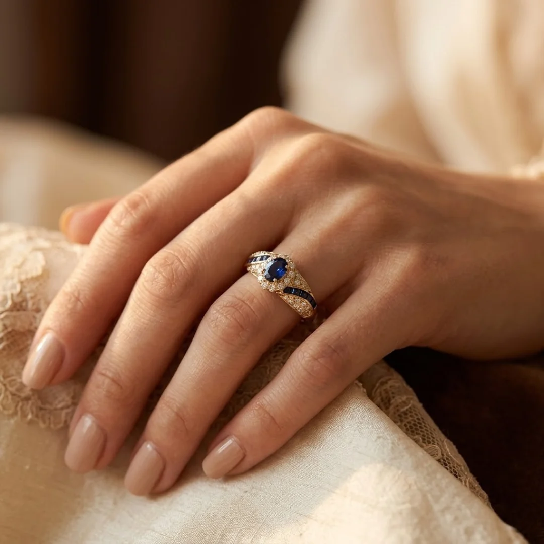 Gold Sapphire Band Ring - Image 2