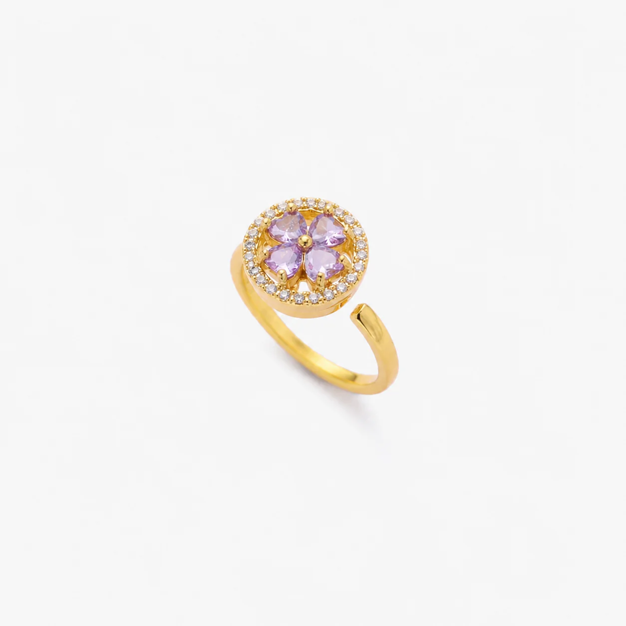 Gold Sapphire Floral Ring