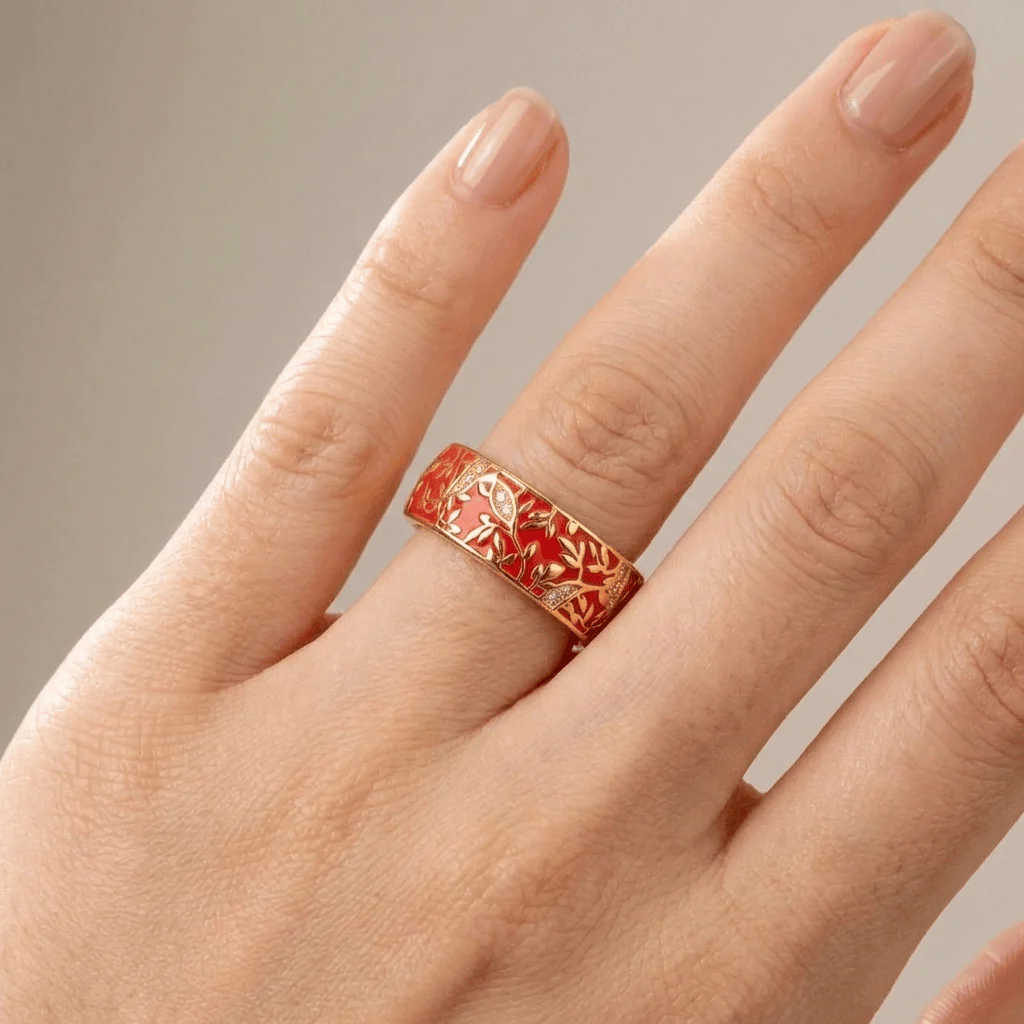 GOLD VINTAGE LEAF BAND RING - Image 4