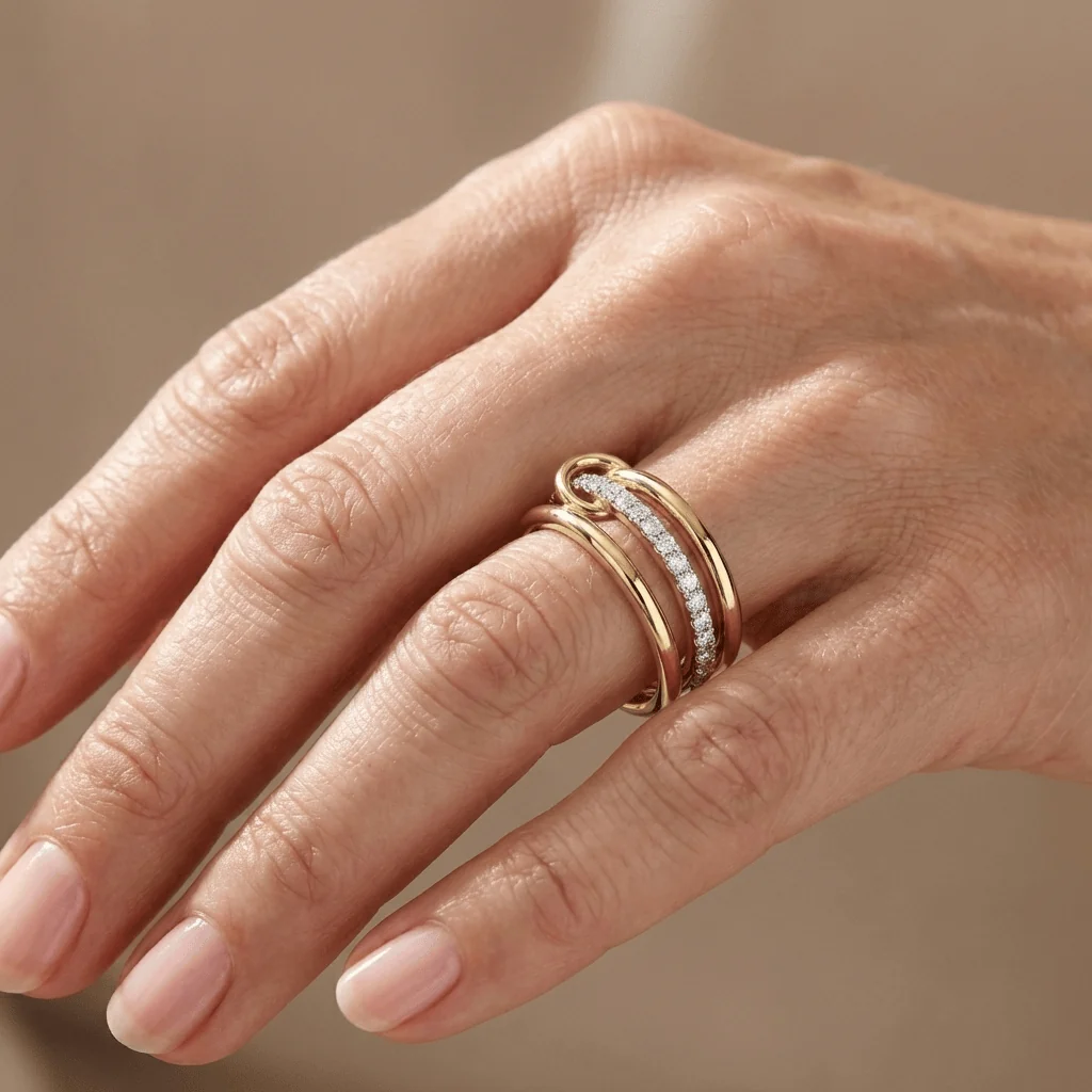 GOLD ZIRCONIA INTERTWINE RING - Image 2