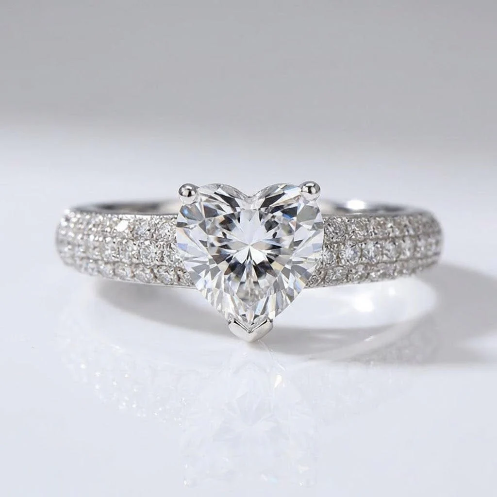 HEART DIAMOND SILVER PAVÉ RING