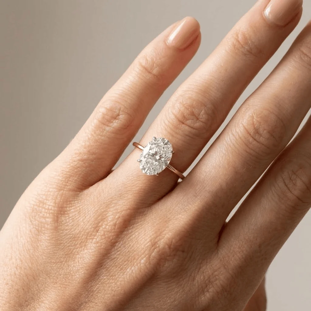 OVAL DIAMOND SOLITAIRE RING - Image 2