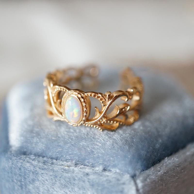 ROSE GOLD OPAL CELESTIAL WINGS RING - (ADJUSTABLE) - Image 3
