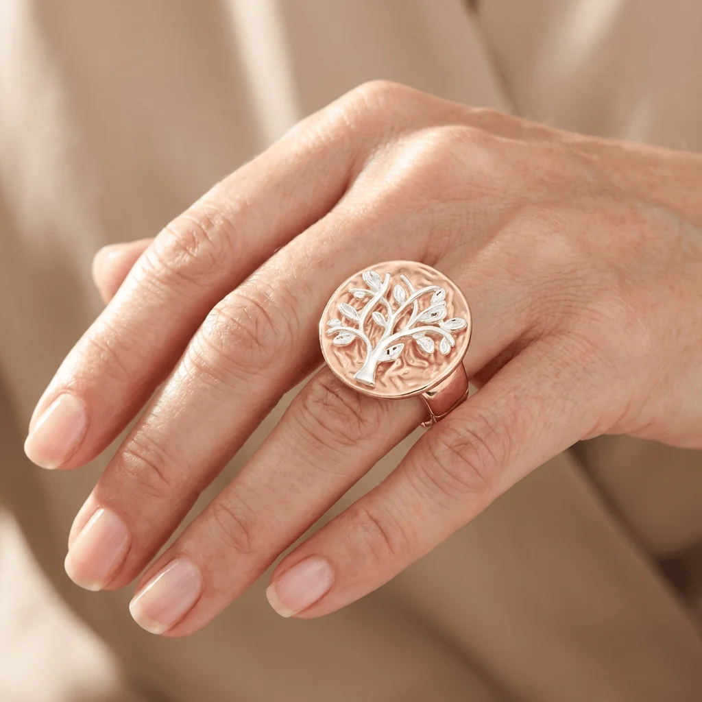 ROSE GOLD TREE OF LIFE RING - (ADJUSTABLE) - Image 2
