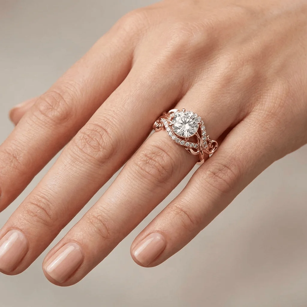 ROSE GOLD ZIRCONIA GRACEFUL VINE RING - Image 2