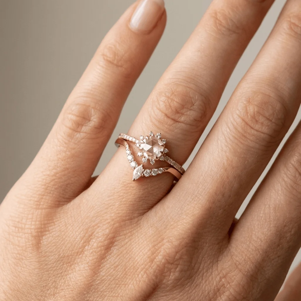 ROSE GOLD ZIRCONIA HALO RING - Image 2