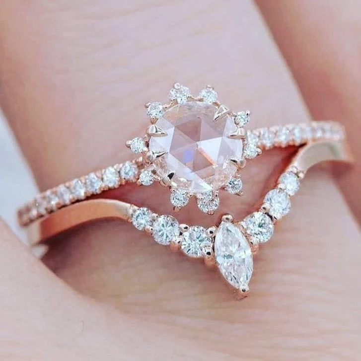 ROSE GOLD ZIRCONIA HALO RING - Image 3