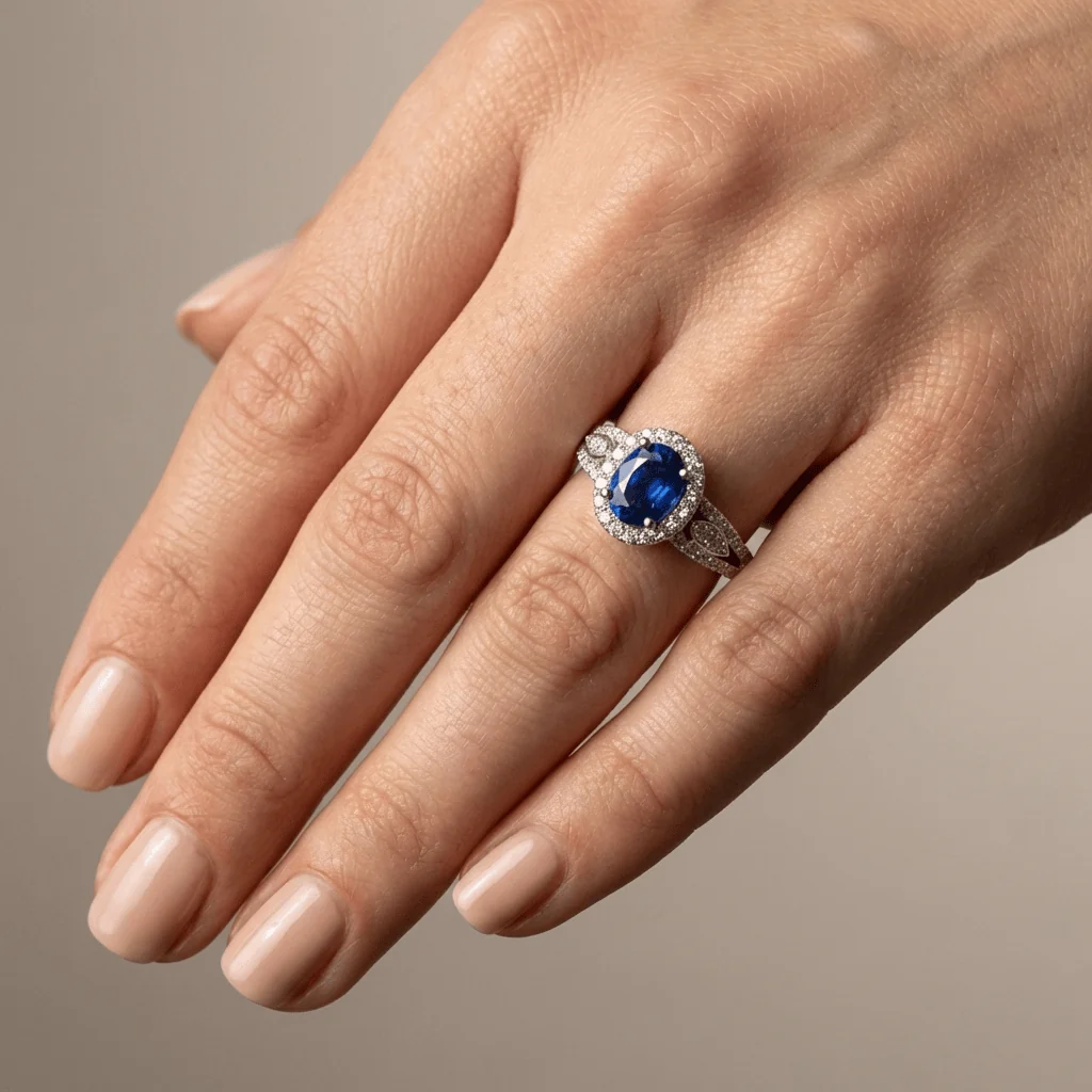 SAPPHIRE HALO VINTAGE RING - Image 2