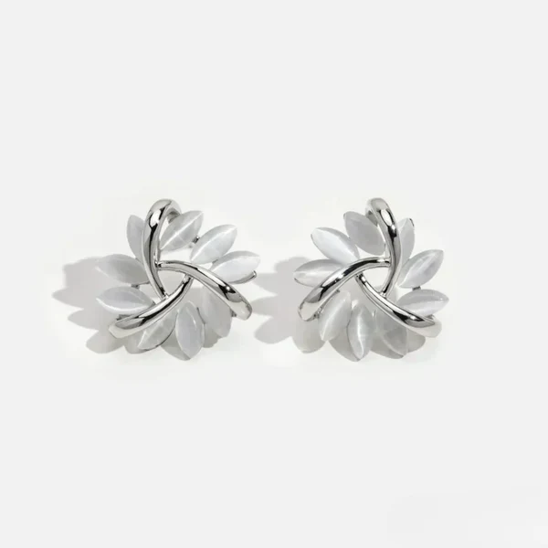 Sienna™ | Elegant Opal Petal Circle Stud Earrings - Image 3
