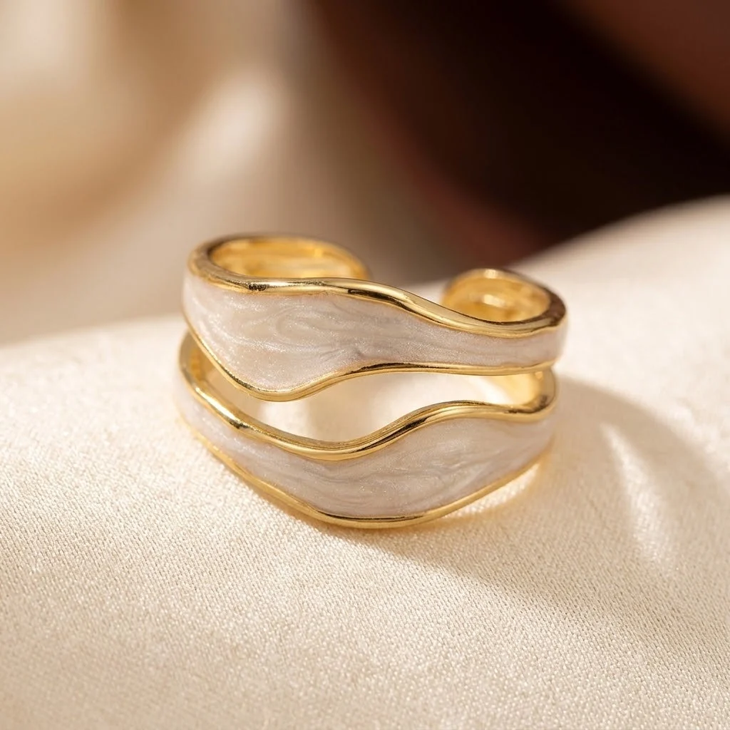 Silver and Gold Sculptural Cuff Ring - Image 2