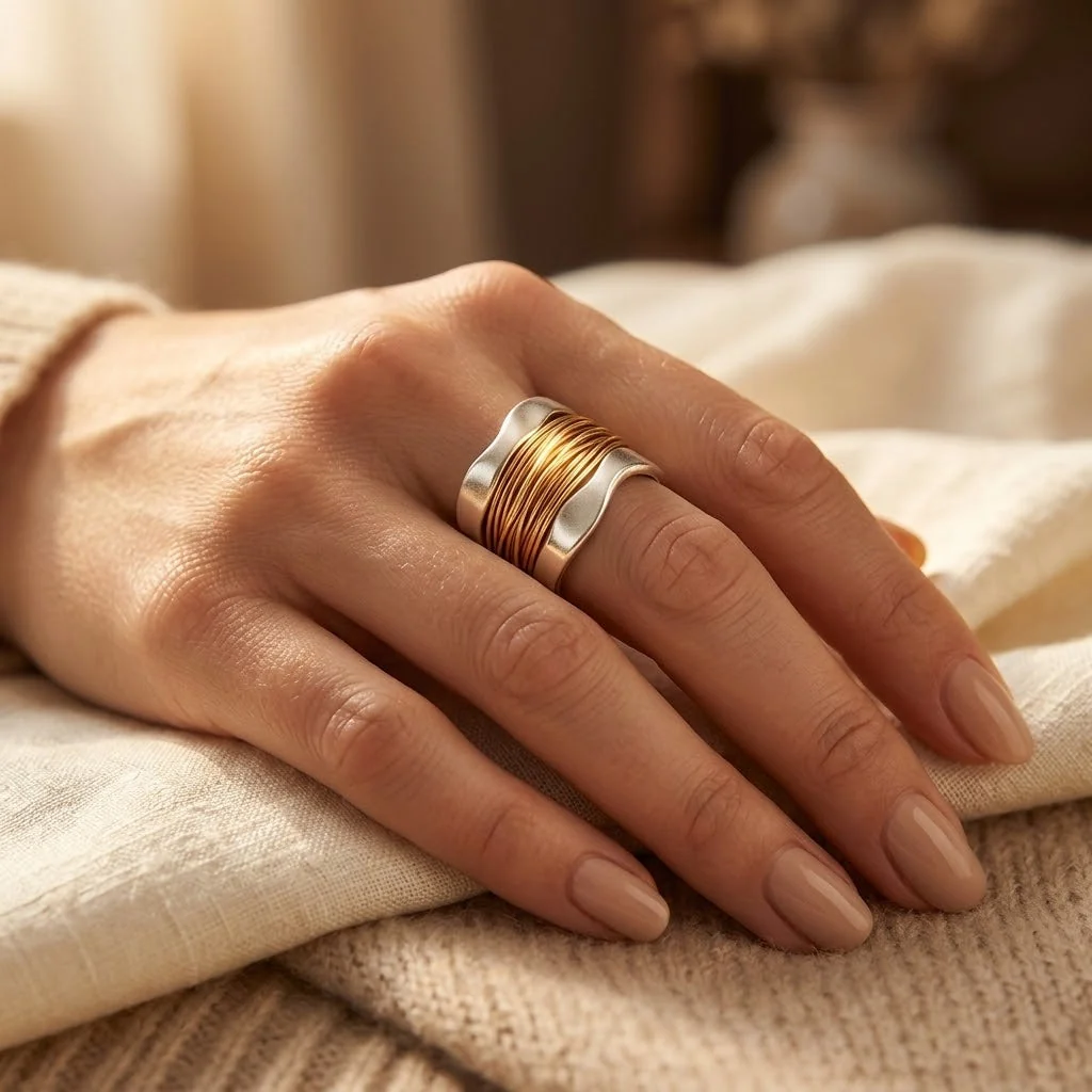Silver and Gold Wrapped Ring - Image 2