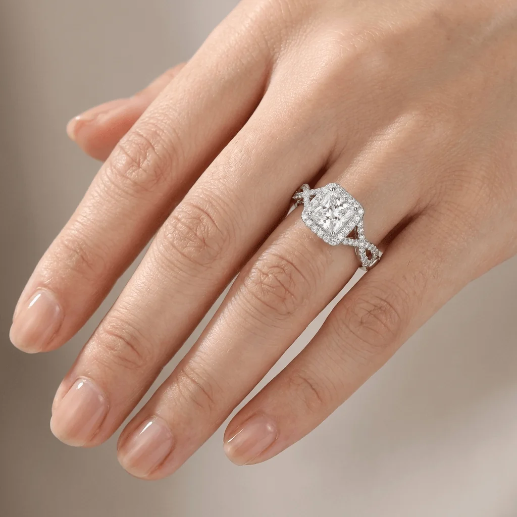 SILVER CUSHION DIAMOND TRILOGY RING - Image 2