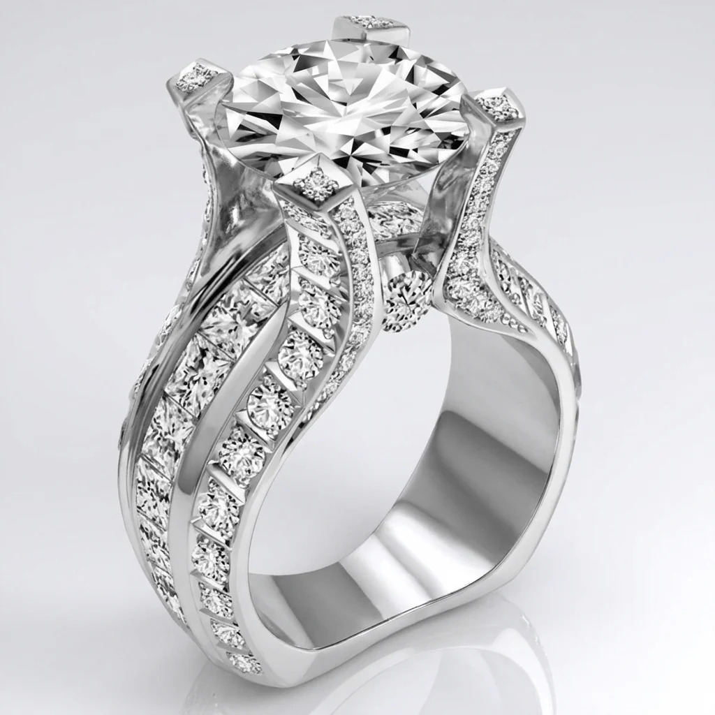 SILVER DIAMOND GLAMOUR RING