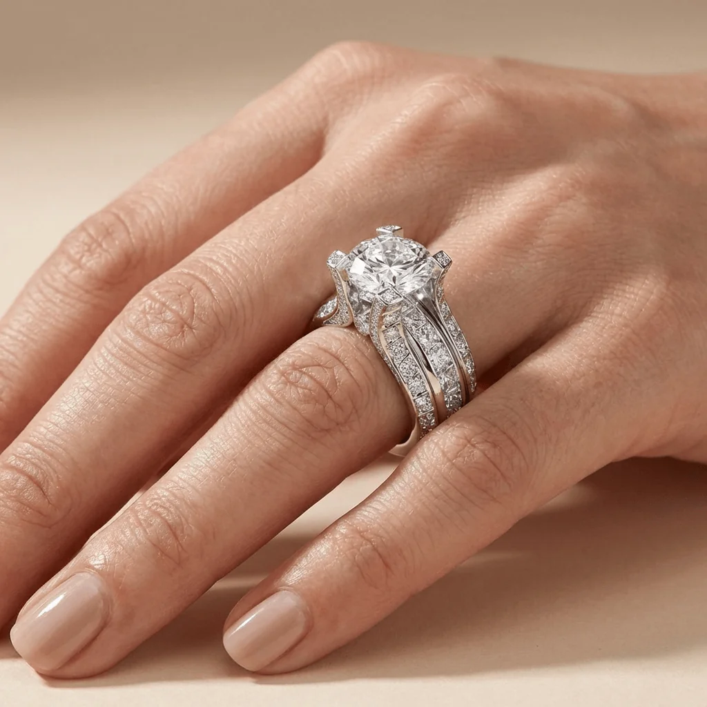 SILVER DIAMOND GLAMOUR RING - Image 2