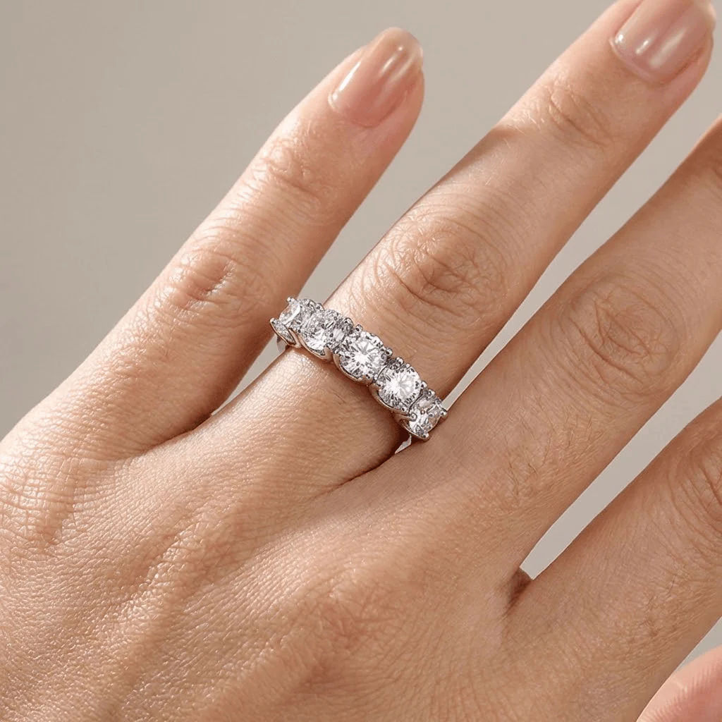 SILVER FIVE DIAMOND ROUND RING - Image 2