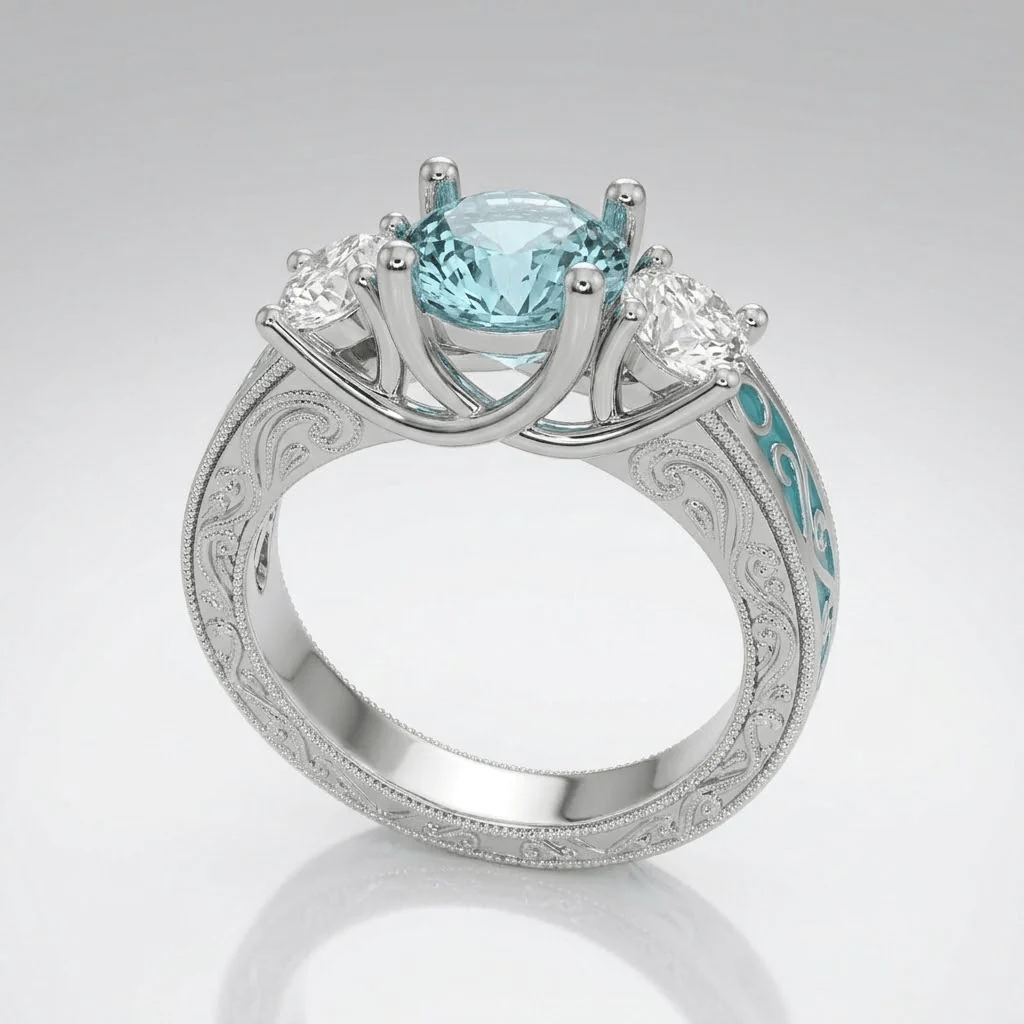 SILVER GEMSTONE OVAL HALO RING