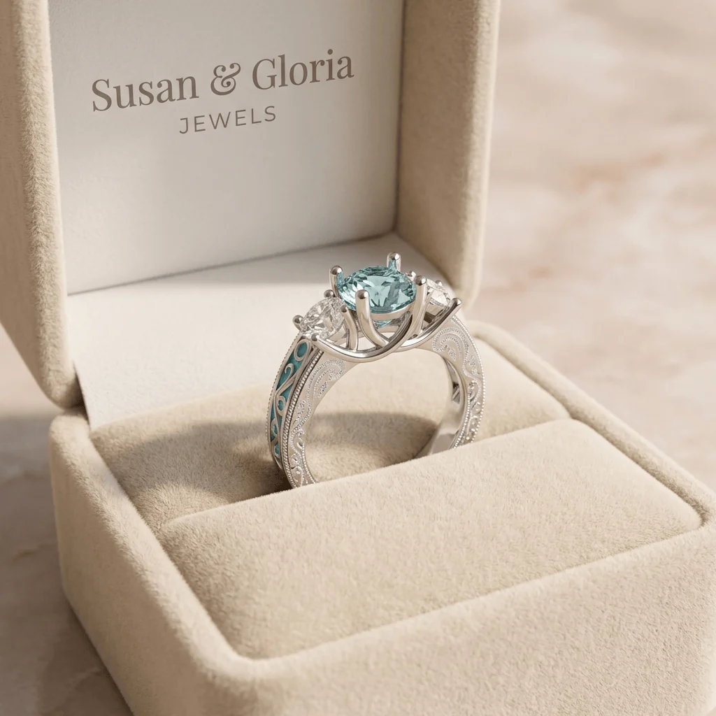 SILVER GEMSTONE OVAL HALO RING - Image 3