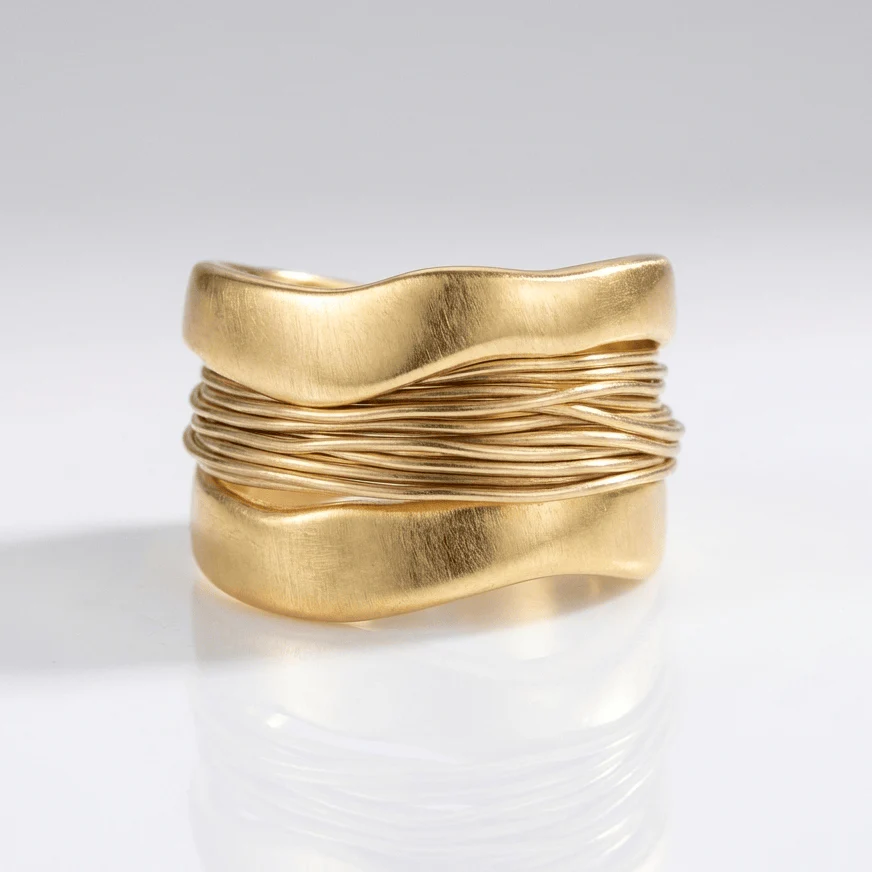 HANDMADE SILVER GOLD WIRE WRAP RING - Image 3