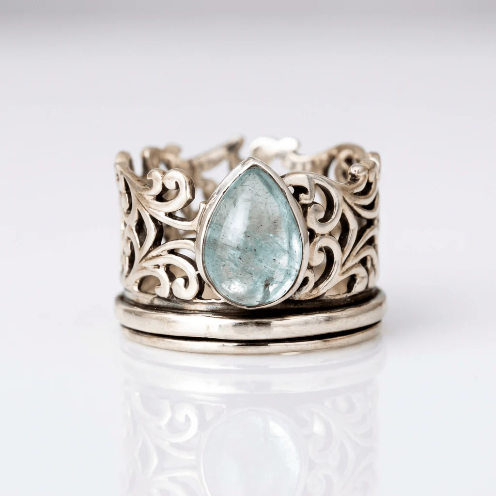 SILVER LABRADORITE VINTAGE RING