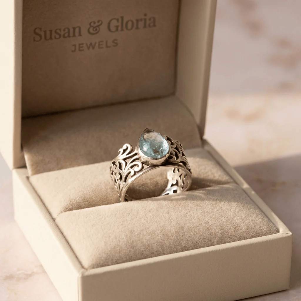 SILVER LABRADORITE VINTAGE RING - Image 3