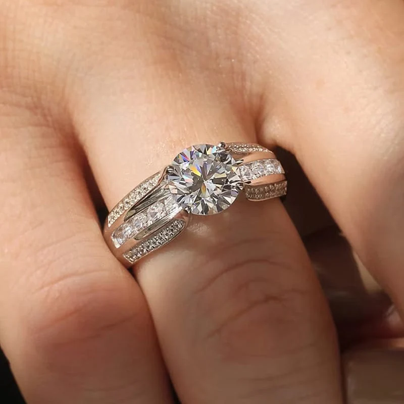 SILVER ROUND DIAMOND PAVE BAND RING - Image 3