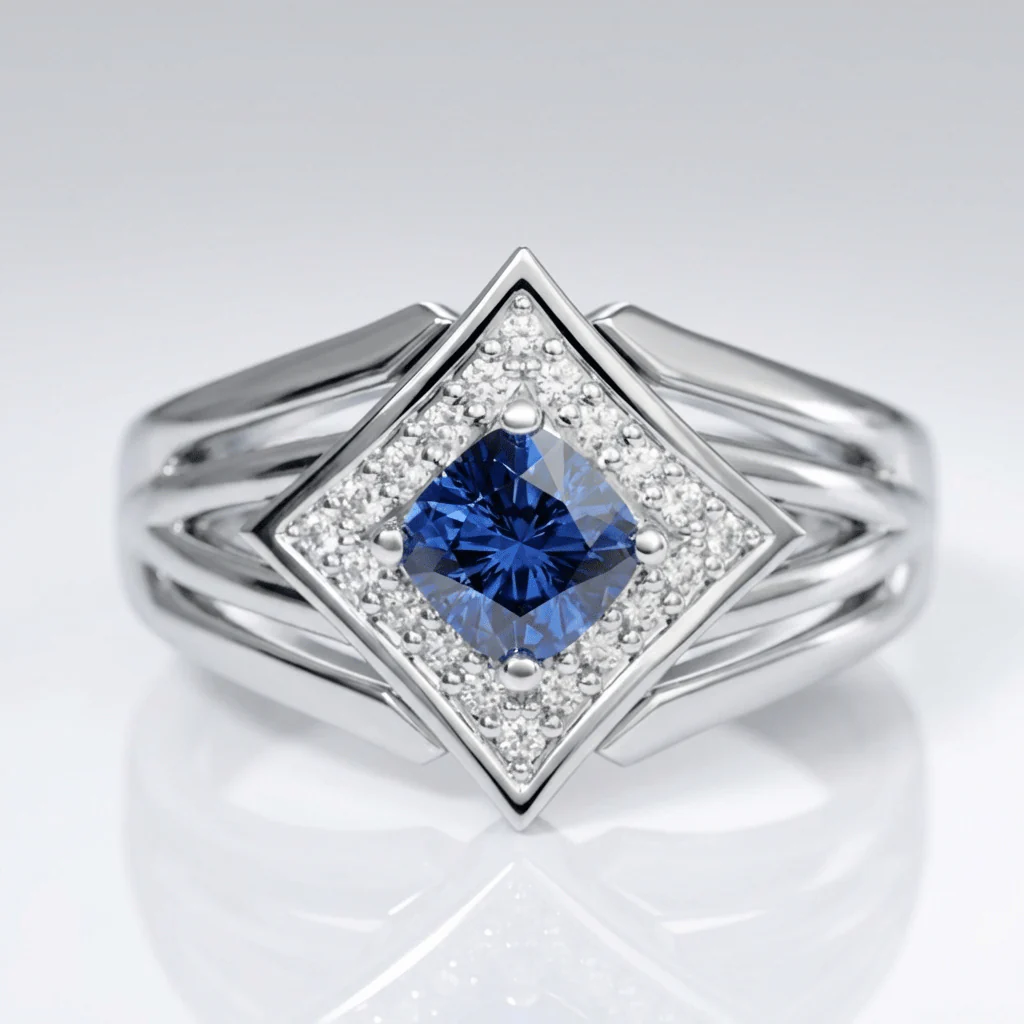 SILVER SAPPHIRE STAR RING