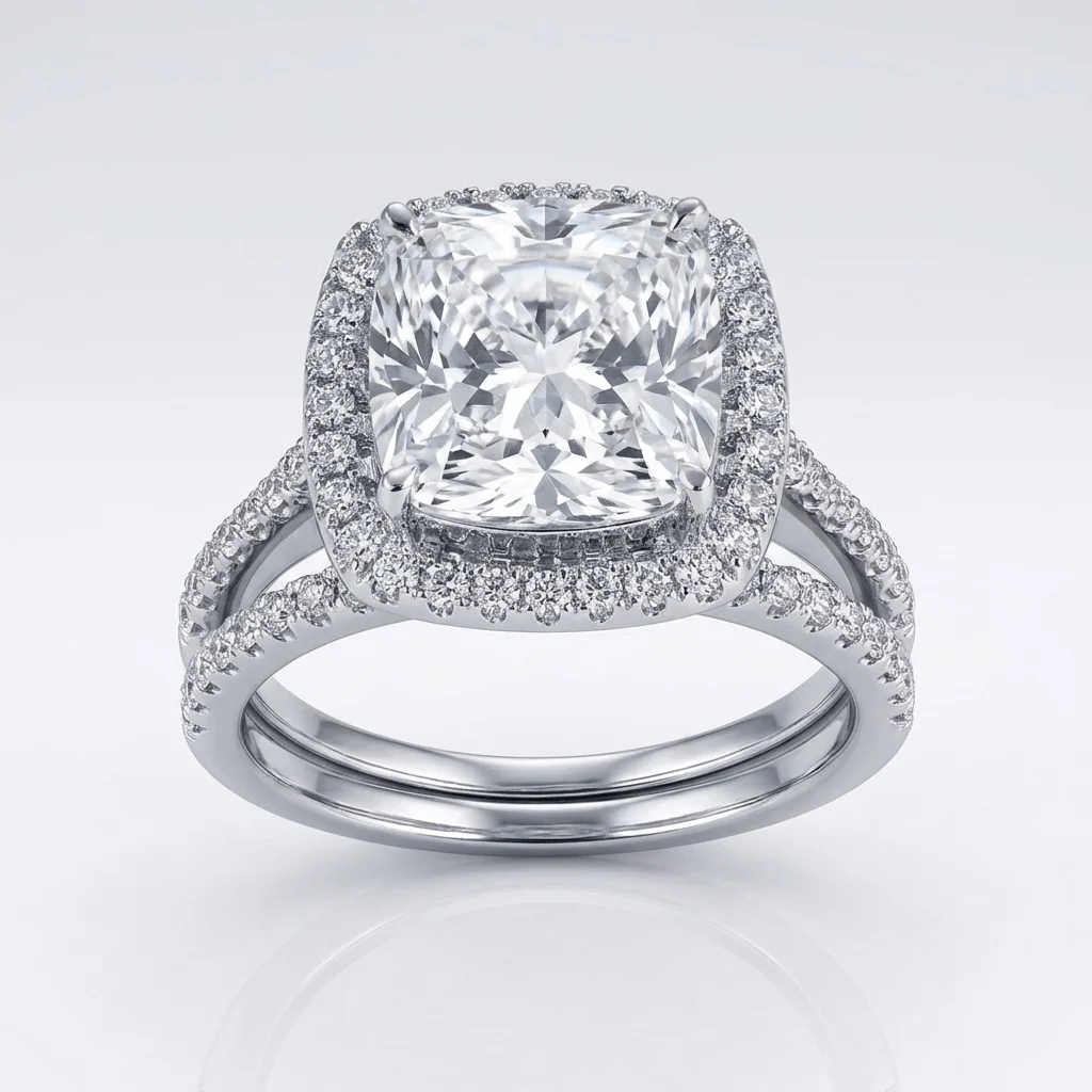 SILVER SQUARE ZIRCONIA HALO RING