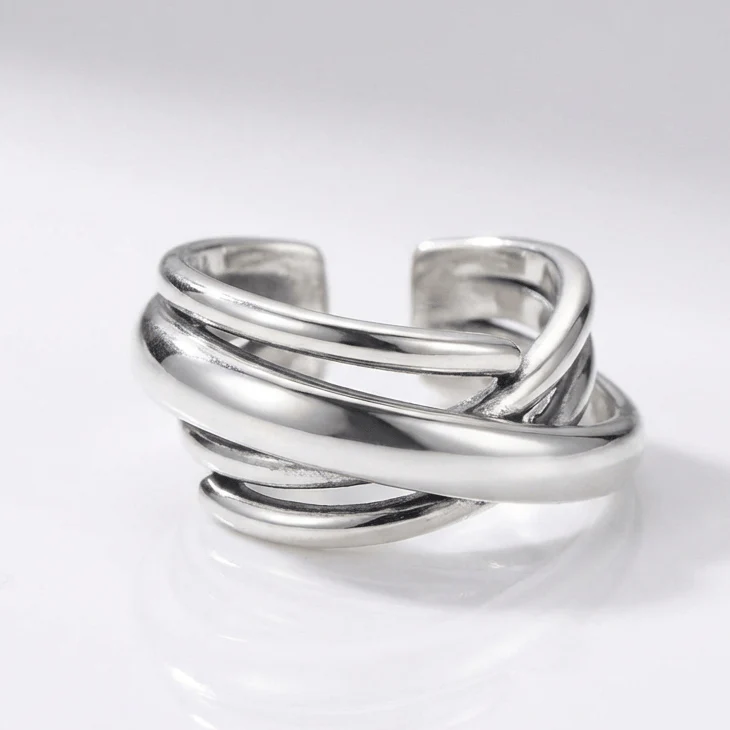 SILVER STACKED ZIRCONIA RING - (ADJUSTABLE)