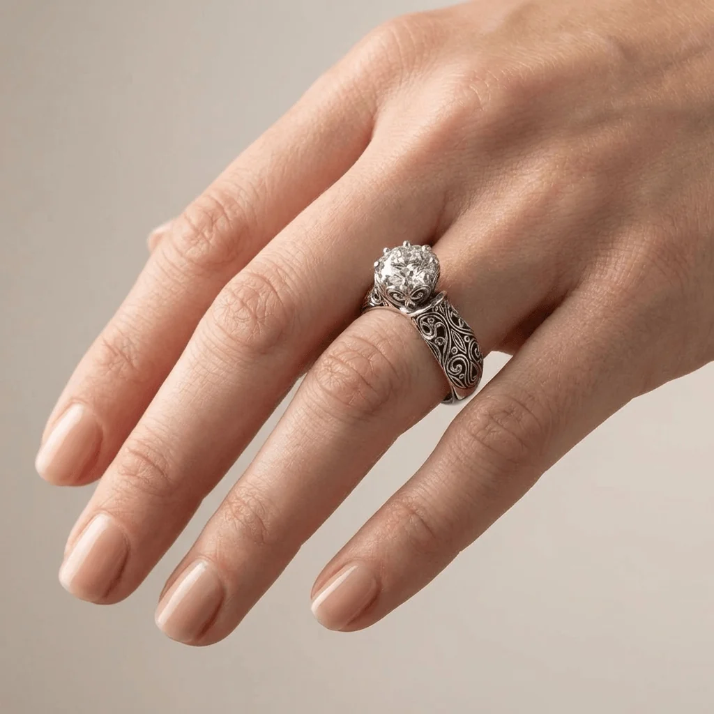 SILVER ZIRCONIA HEIRLOOM RING - Image 2