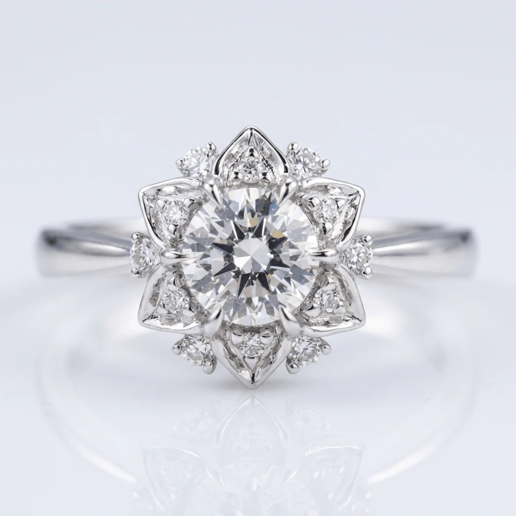SILVER ZIRCONIA LOTUS LIGHT RING
