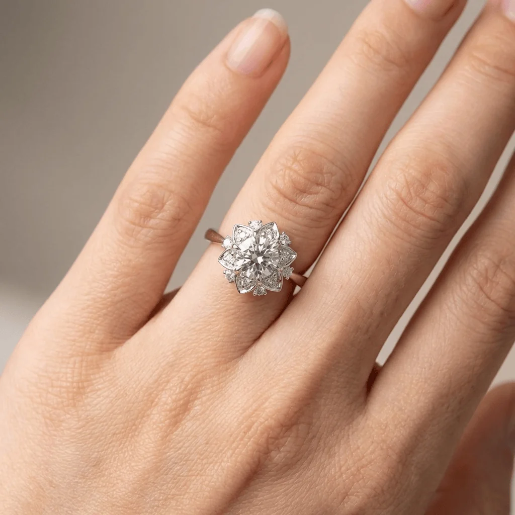 SILVER ZIRCONIA LOTUS LIGHT RING - Image 2
