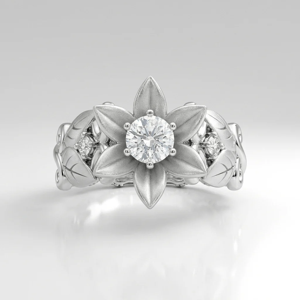 SILVER ZIRCONIA PETAL CROWN RING - Image 3