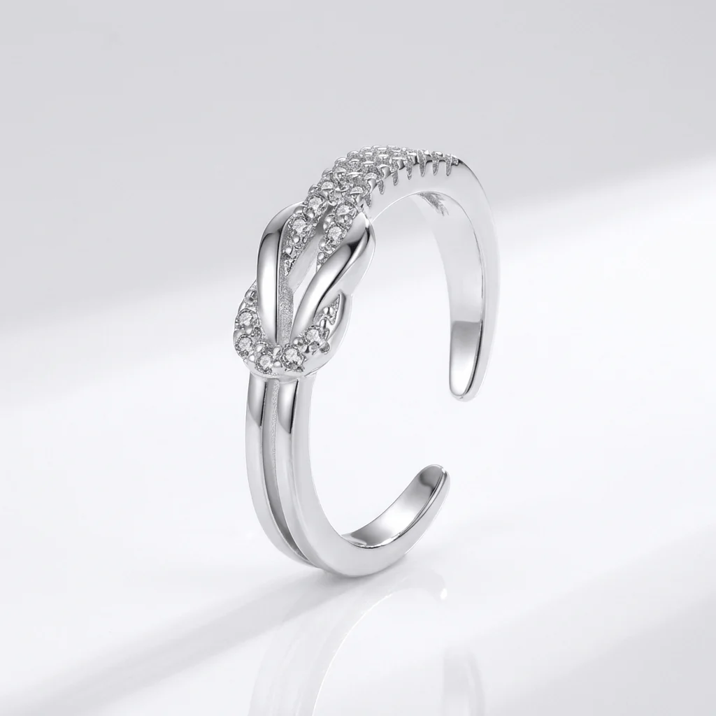SILVER ZIRCONIA WRAP RING - (ADJUSTABLE)